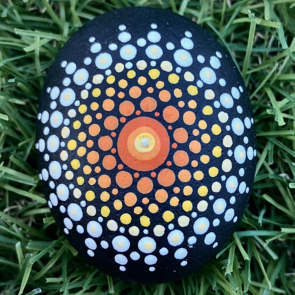 Mandala Hand Painted River Rock 2”